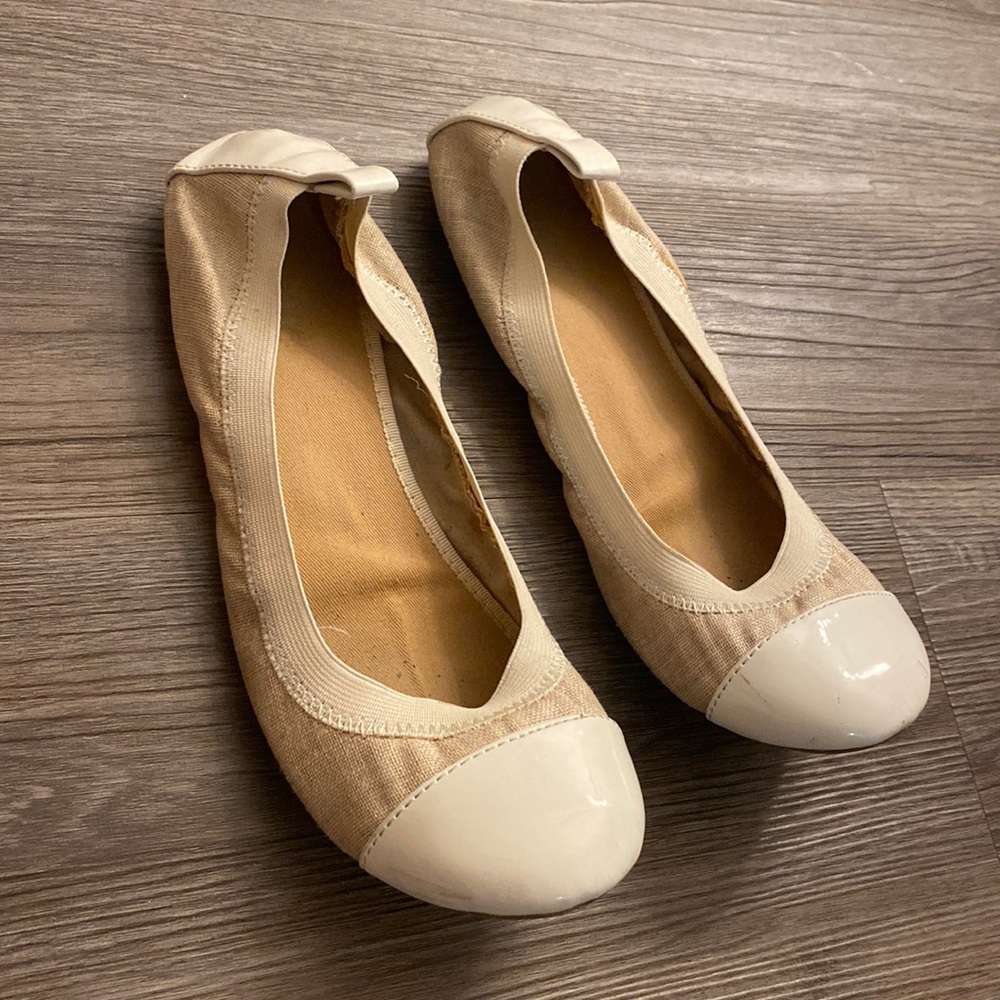 Old Navy Beige Elastic Comfort Slip-on Round-toe Ballet Flat